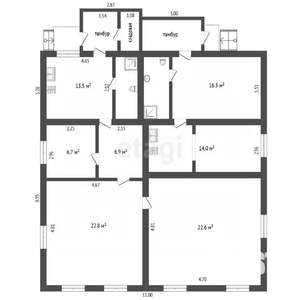 Дом 119м&sup2;, 1-этажный, участок 6 сот.  