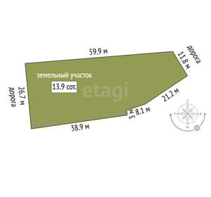 Дом 50м&sup2;, 1-этажный, участок 13 сот.  