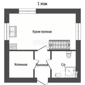 Дом 75м&sup2;, 2-этажный, участок 6 сот.  