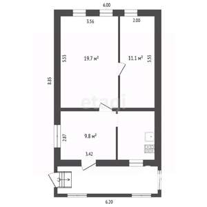 Дом 54м&sup2;, 1-этажный, участок 11 сот.  