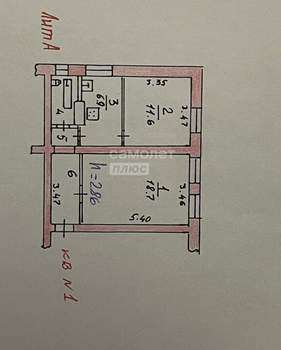 2-к квартира, на длительный срок, 46м2, 1/2 этаж