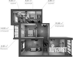 3-к квартира, вторичка, 92м2, 2/3 этаж