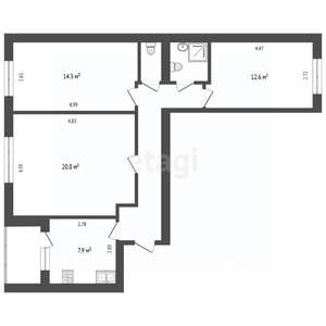 3-к квартира, вторичка, 113м2, 2/17 этаж