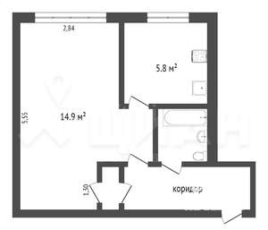 1-к квартира, вторичка, 31м2, 4/5 этаж