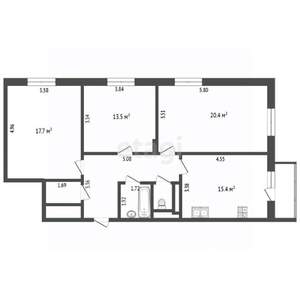 3-к квартира, вторичка, 85м2, 9/10 этаж