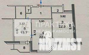 2-к квартира, вторичка, 78м2, 9/12 этаж