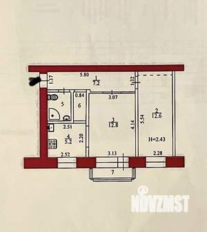 2-к квартира, вторичка, 43м2, 2/4 этаж