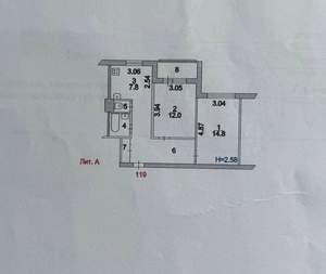 Студия квартира, вторичка, 52м2, 3/9 этаж