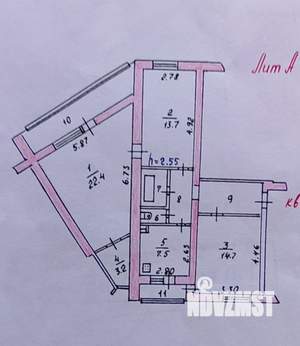 3-к квартира, вторичка, 74м2, 2/5 этаж