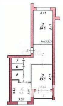 2-к квартира, сданный дом, 61м2, 1/3 этаж