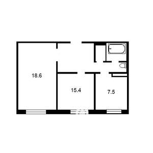 2-к квартира, вторичка, 44м2, 3/4 этаж