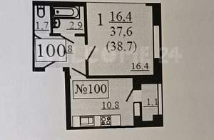 1-к квартира, вторичка, 39м2, 4/6 этаж