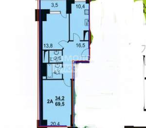2-к квартира, вторичка, 68м2, 17/17 этаж