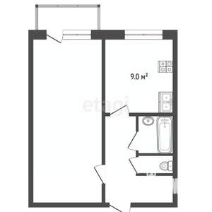 1-к квартира, вторичка, 38м2, 1/5 этаж