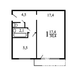 1-к квартира, вторичка, 29м2, 5/5 этаж