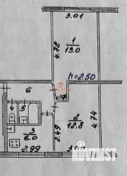 2-к квартира, вторичка, 42м2, 1/5 этаж