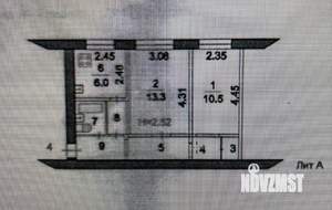 2-к квартира, вторичка, 43м2, 1/4 этаж
