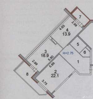 2-к квартира, вторичка, 86м2, 16/17 этаж