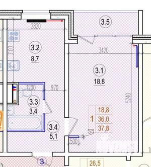 1-к квартира, вторичка, 38м2, 3/18 этаж