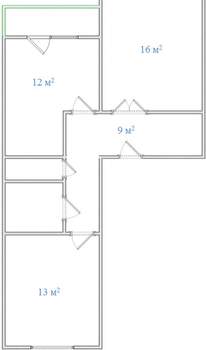 2-к квартира, сданный дом, 58м2, 3/9 этаж