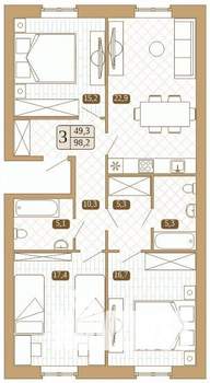 3-к квартира, вторичка, 97м2, 1/3 этаж