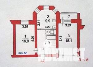 2-к квартира, вторичка, 57м2, 1/10 этаж