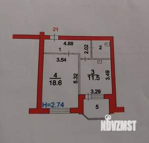 1-к квартира, вторичка, 42м2, 5/5 этаж