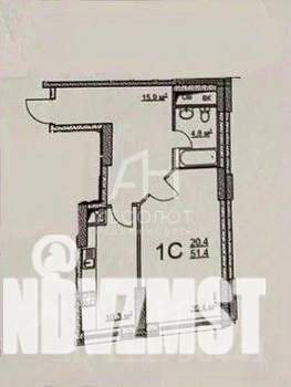 1-к квартира, вторичка, 52м2, 7/9 этаж