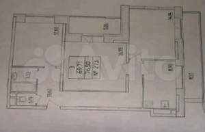 3-к квартира, вторичка, 70м2, 7/17 этаж